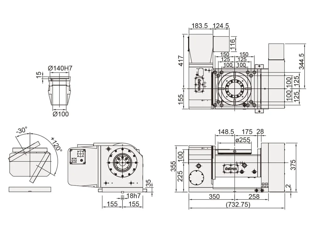 Наклонно-поворотный стол Detron GFA-255H/HB