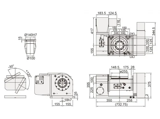 Наклонно-поворотный стол Detron GFA-255H/HB