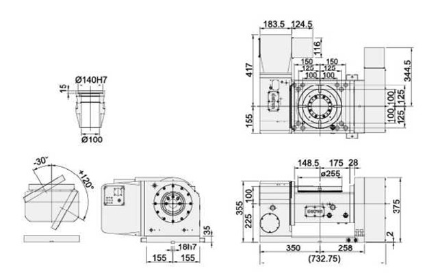 Наклонно-поворотный стол  с ЧПУ Detron NFA-255H